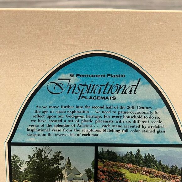 Set of 6 vintage permanent plastic coated inspirational placemats - Picture 2 of 11